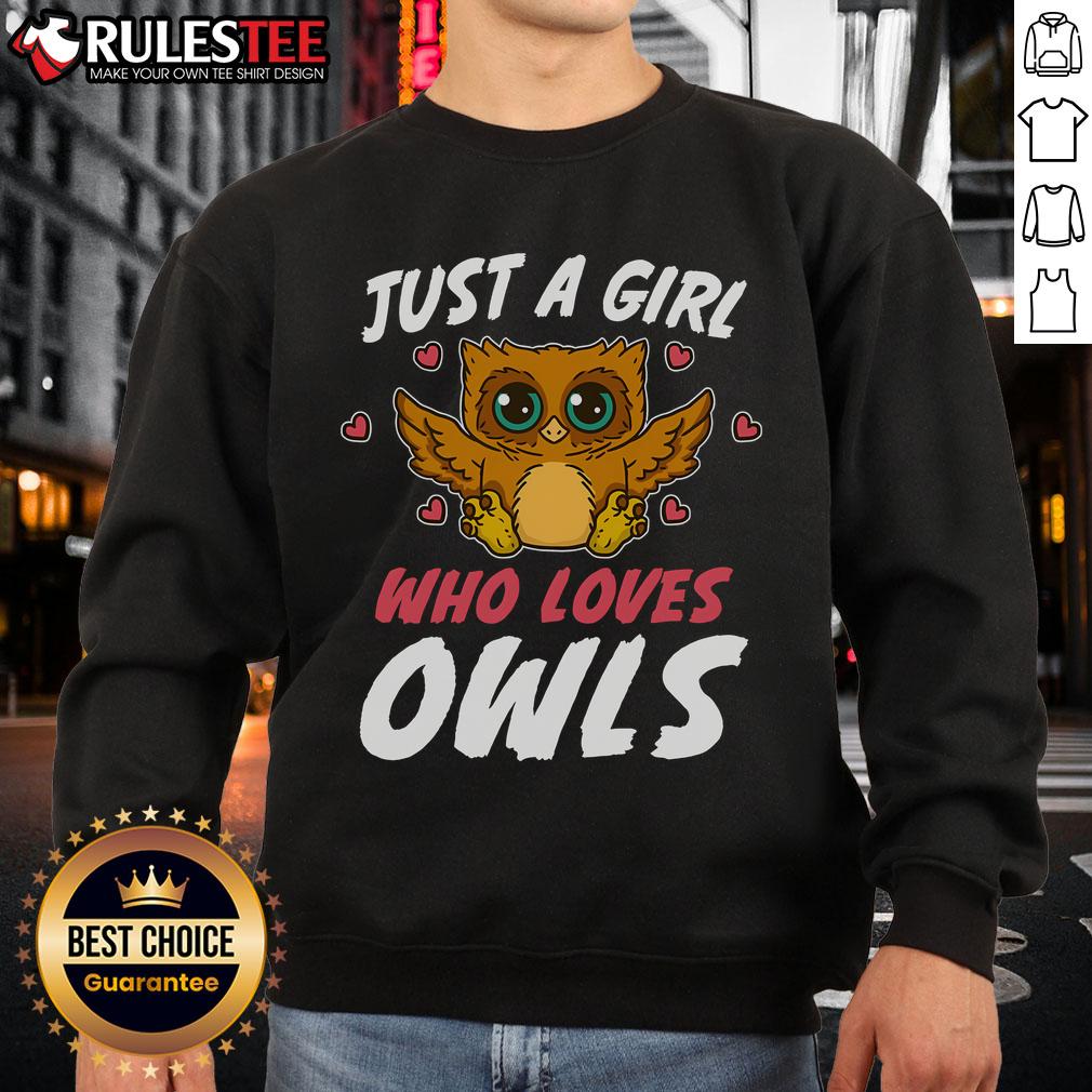 Cute Just A Girl Who Loves Owls Bird Nature Lover T-Shirt - Image 5