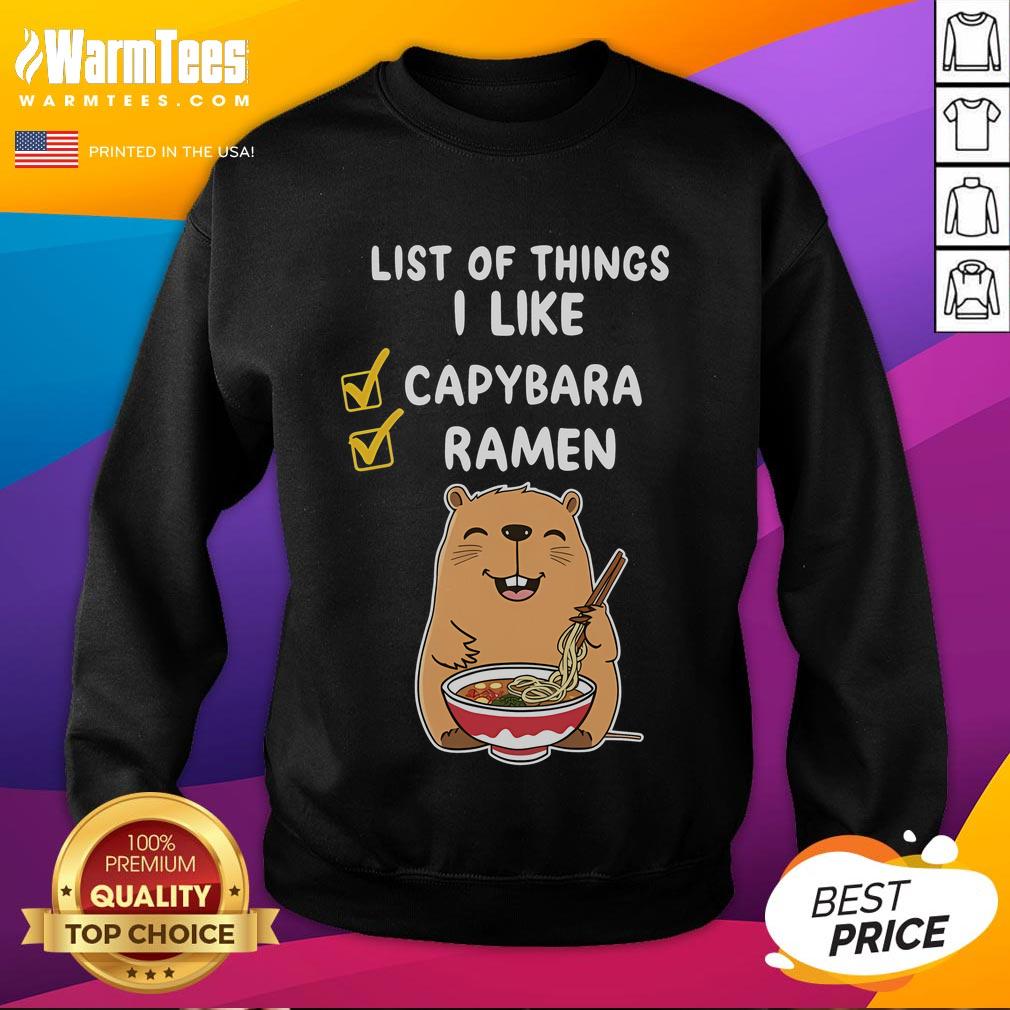Cute Kawaii Capybara List Of Things I Like Ramen T-Shirt - Image 5