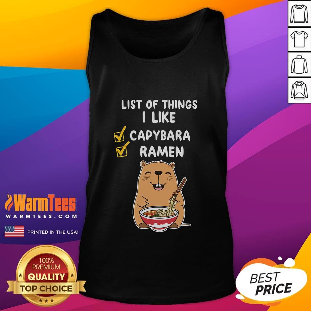 Cute Kawaii Capybara List Of Things I Like Ramen T-Shirt - Image 4