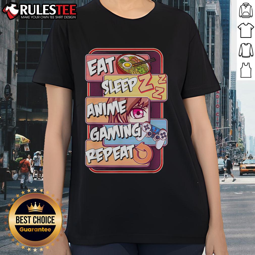 Cute Kawaii Otaku Eat Sleep Anime Gaming Repeat Anime Manga T-Shirt - Image 3