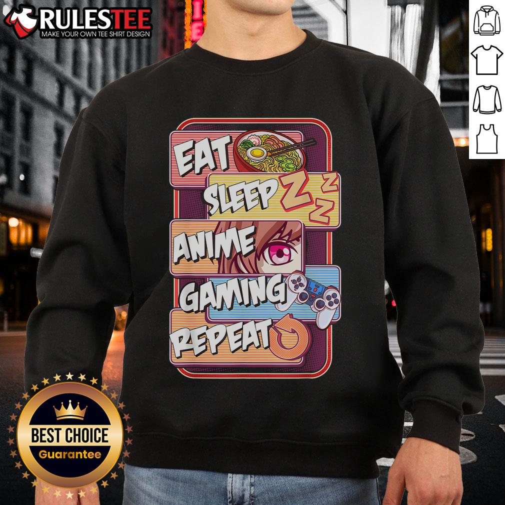 Cute Kawaii Otaku Eat Sleep Anime Gaming Repeat Anime Manga T-Shirt - Image 5