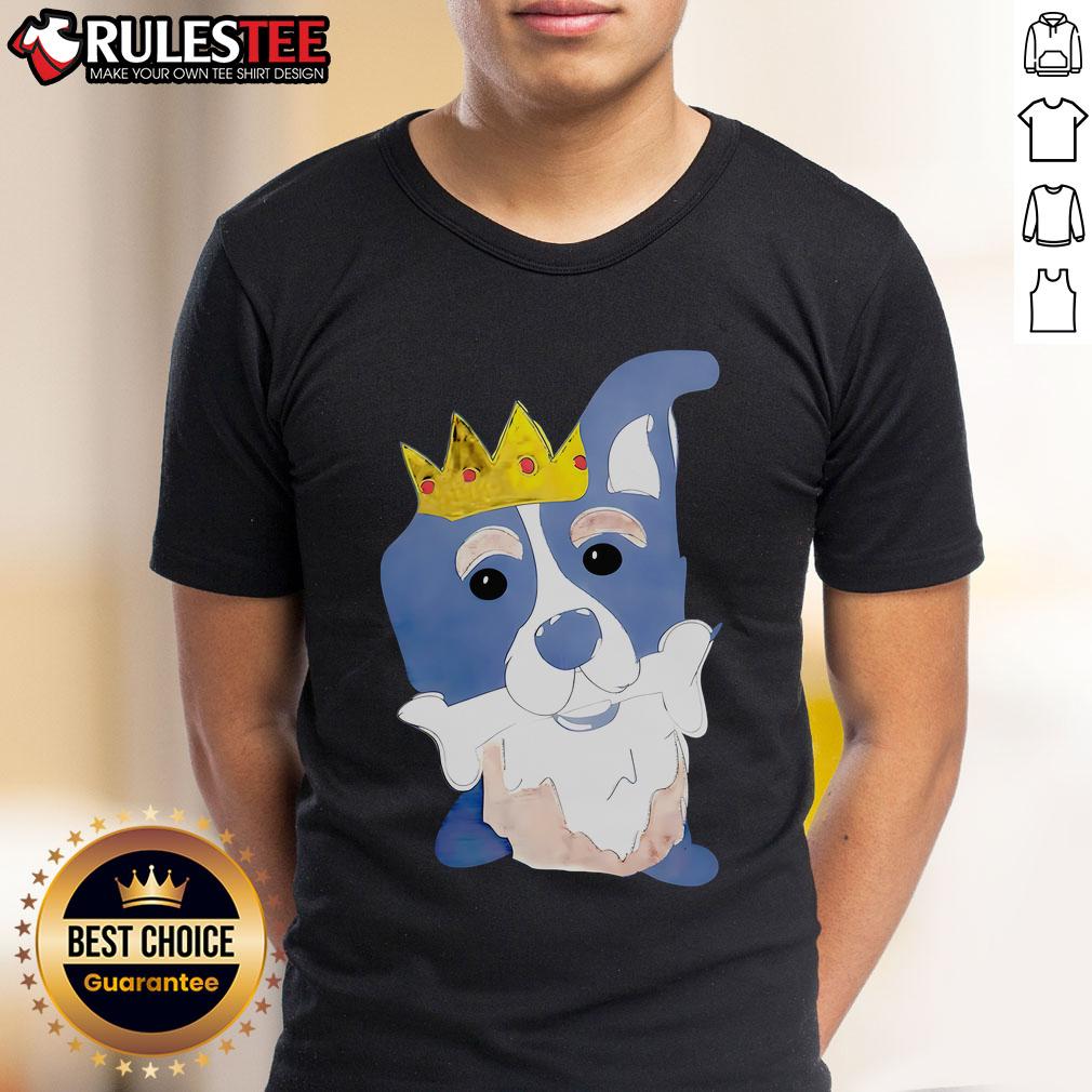 Cute King Dog Chews Bones Cartoon T-Shirt