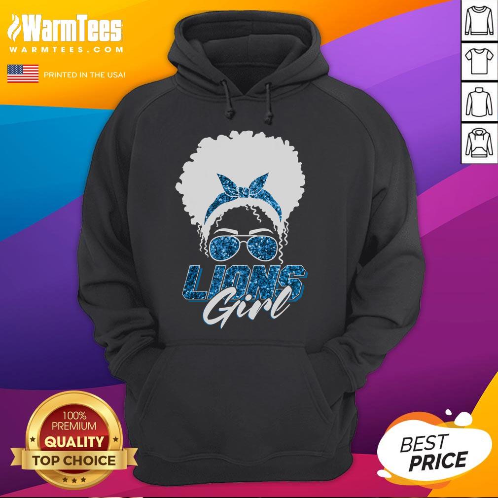Cute Lions Girl Bandana Afro Hair Football Fan T-Shirt - Image 2