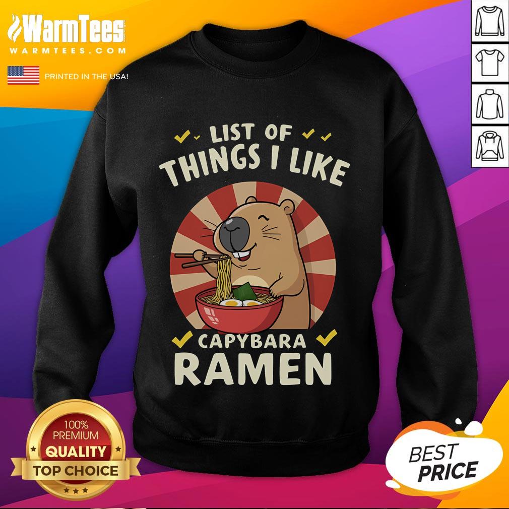 Cute List Of Things I Like Capybara Ramen T-Shirt - Image 5