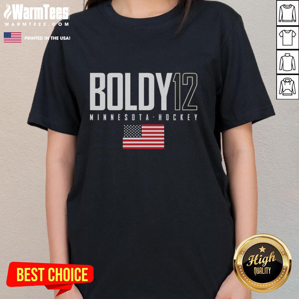 Cute Matt Boldy 12 Minnesota Wild USA Flag Elite T-Shirt - Image 3