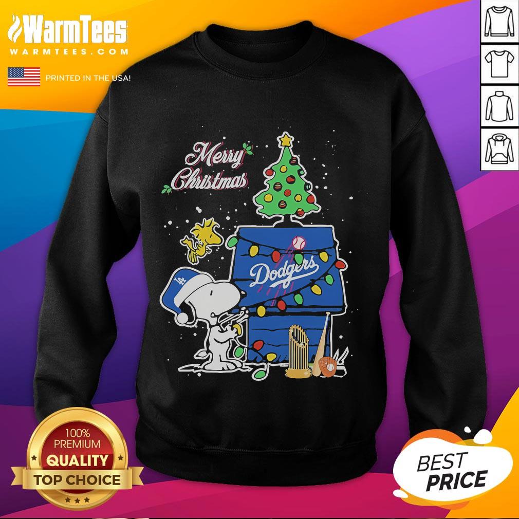 Cute Merry Christmas Peanuts And Friends X Los Angeles Dodgers T-Shirt - Image 5