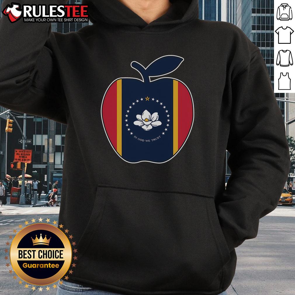 Cute Mississippi Flag In God We Trust School Teacher Apple T-Shirt - Image 2