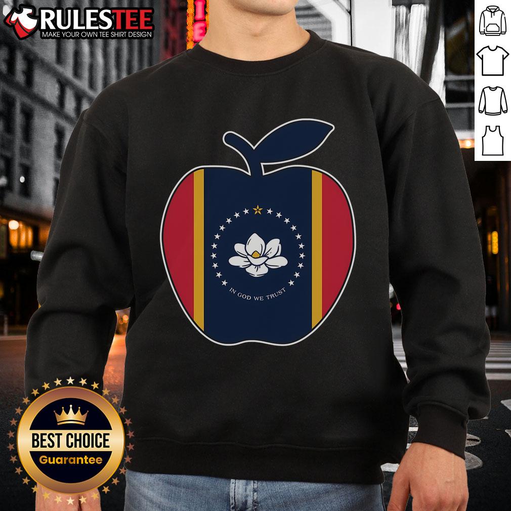 Cute Mississippi Flag In God We Trust School Teacher Apple T-Shirt - Image 5