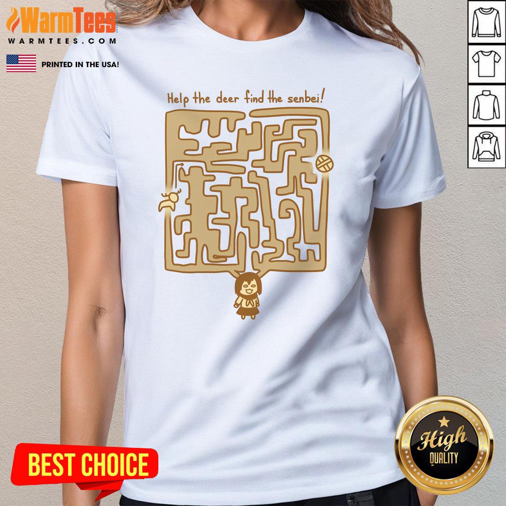 Cute My Deer Friend Nokotan Deer Maze Help The Deer Find The Senbei T-Shirt - Image 2