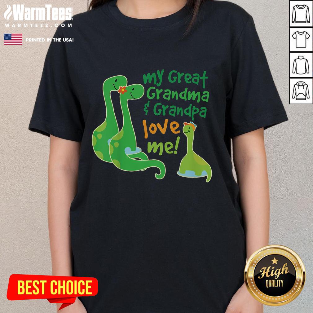 Cute My Great Grandma And Great Grandpa Love Me Apatosaurus T-Shirt - Image 3