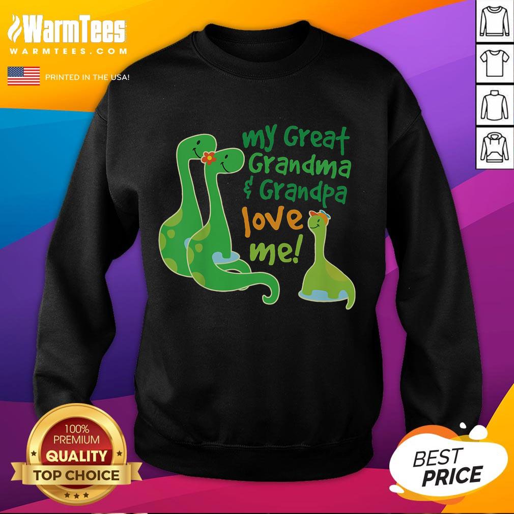 Cute My Great Grandma And Great Grandpa Love Me Apatosaurus T-Shirt - Image 5