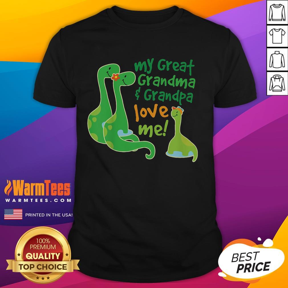 Cute My Great Grandma And Great Grandpa Love Me Apatosaurus T-Shirt