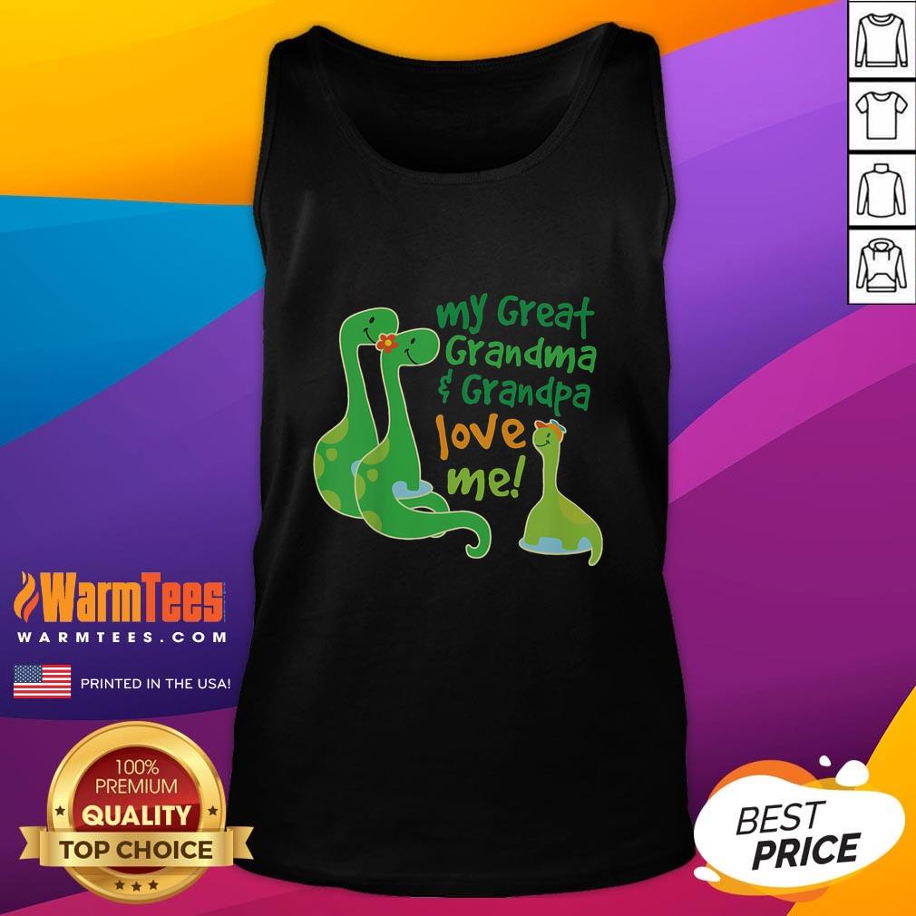 Cute My Great Grandma And Great Grandpa Love Me Apatosaurus T-Shirt - Image 4