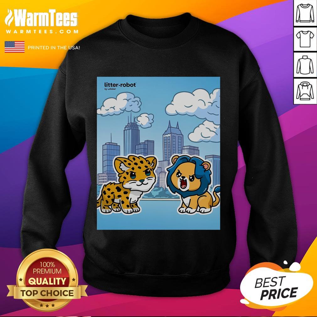 Cute NFL Jacksonville Jaguars Vs Detroit Lions Caturday Litter Robot Poster T-Shirt - Image 5