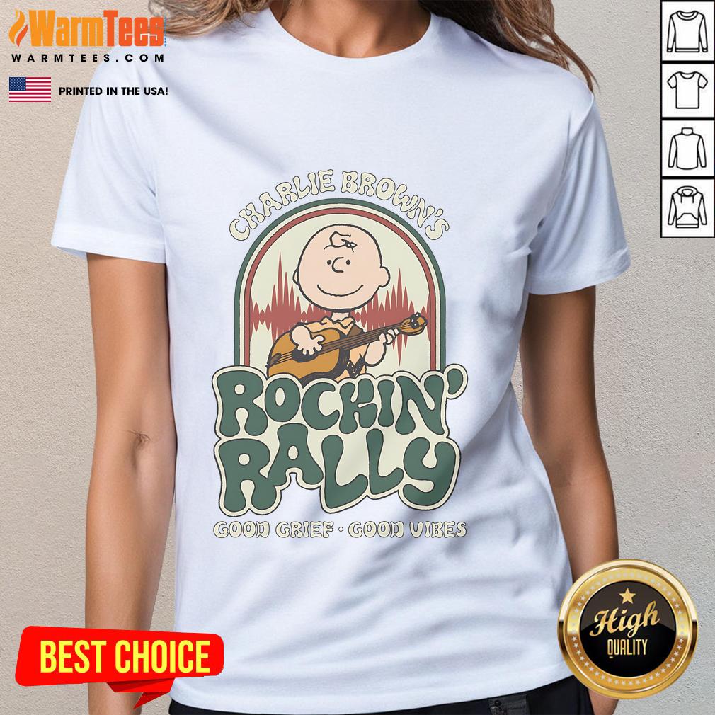 Cute Peanuts Charlie Brown's Rockin' Rally Good Grief Good Vibes Shirt - Image 3