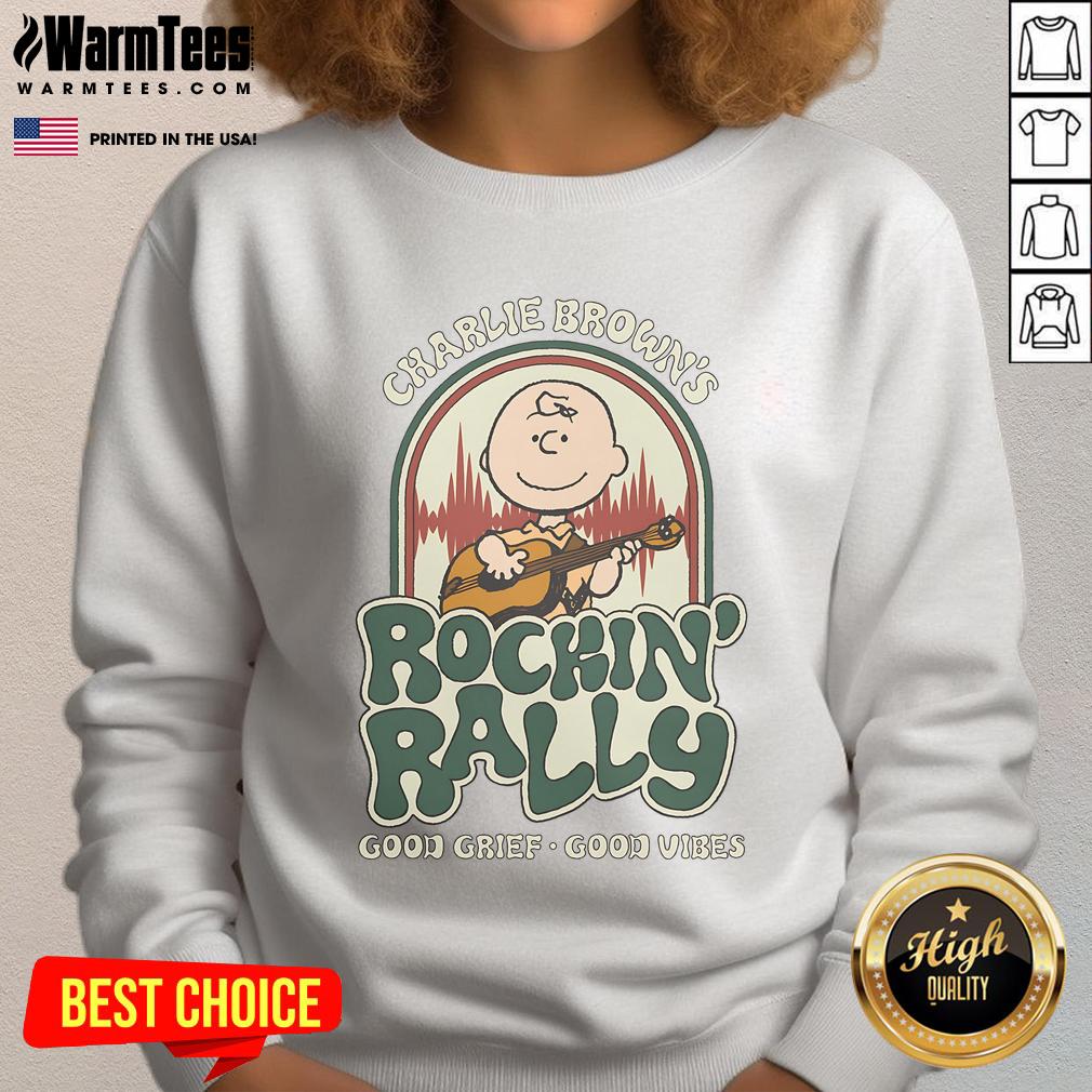 Cute Peanuts Charlie Brown's Rockin' Rally Good Grief Good Vibes Shirt - Image 5
