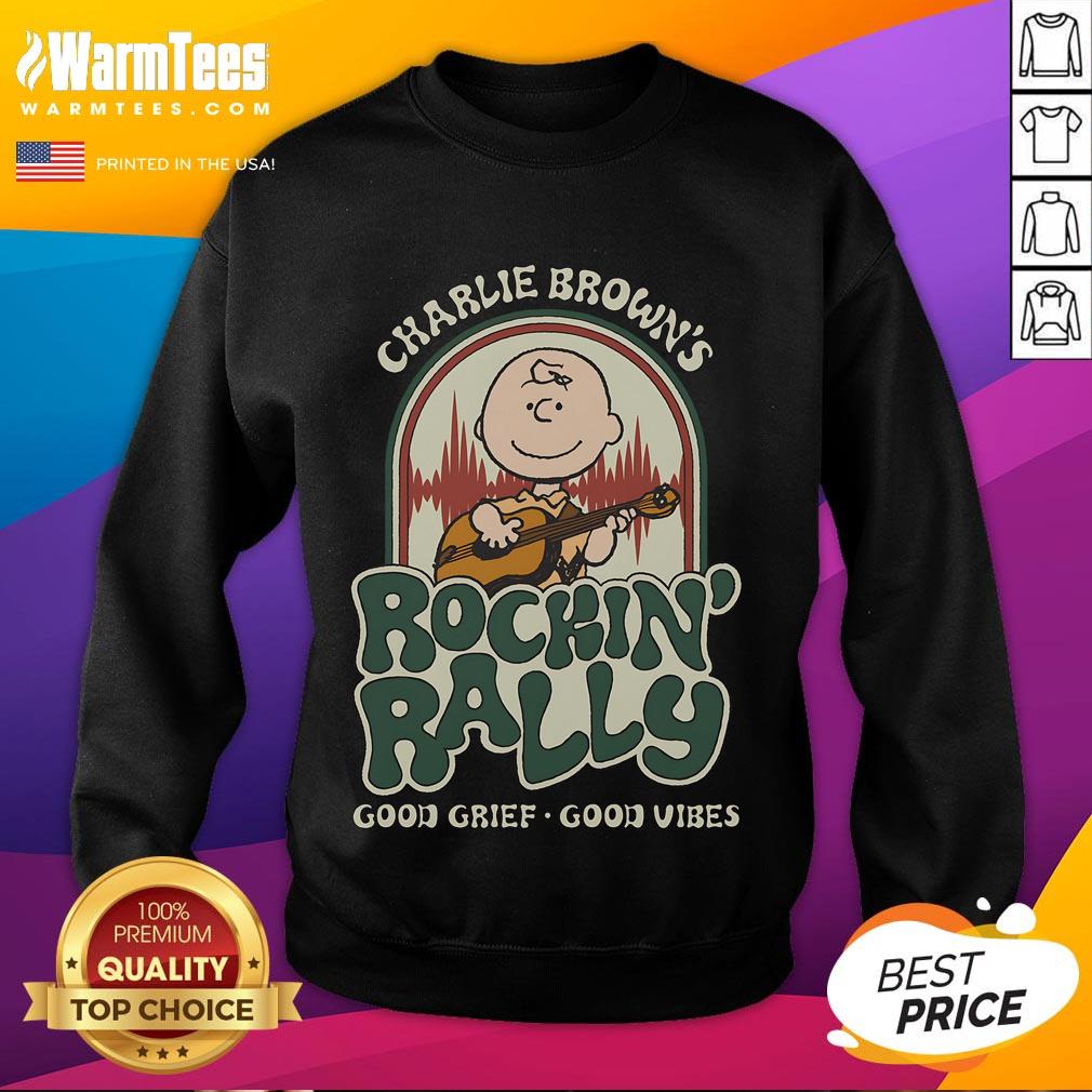 Cute Peanuts Charlie Brown's Rockin' Rally Good Grief Good Vibes T-Shirt - Image 5