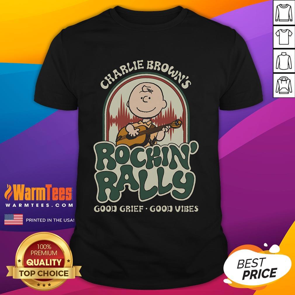 Cute Peanuts Charlie Brown's Rockin' Rally Good Grief Good Vibes T-Shirt