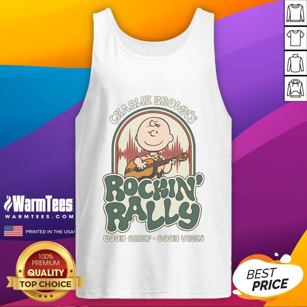 Cute Peanuts Charlie Brown's Rockin' Rally Good Grief Good Vibes Shirt - Image 4