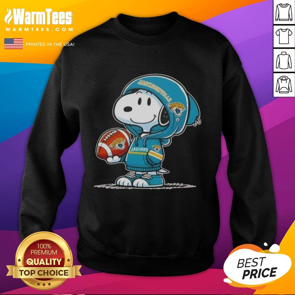 Cute Peanuts Snoopy Wearing Hoodie Jacksonville Jaguars And Smilling At Fans T-Shirt - Image 5