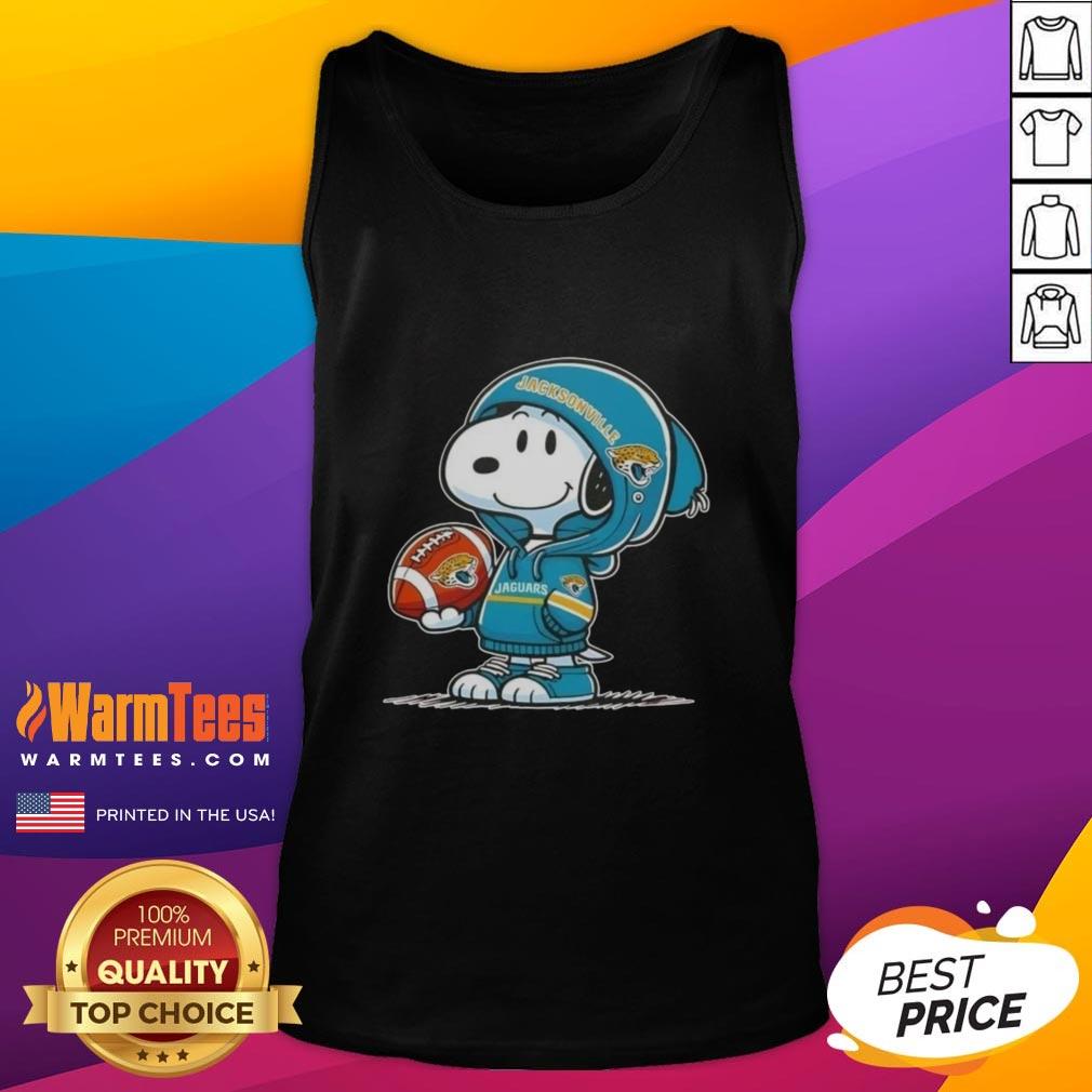 Cute Peanuts Snoopy Wearing Hoodie Jacksonville Jaguars And Smilling At Fans T-Shirt - Image 4