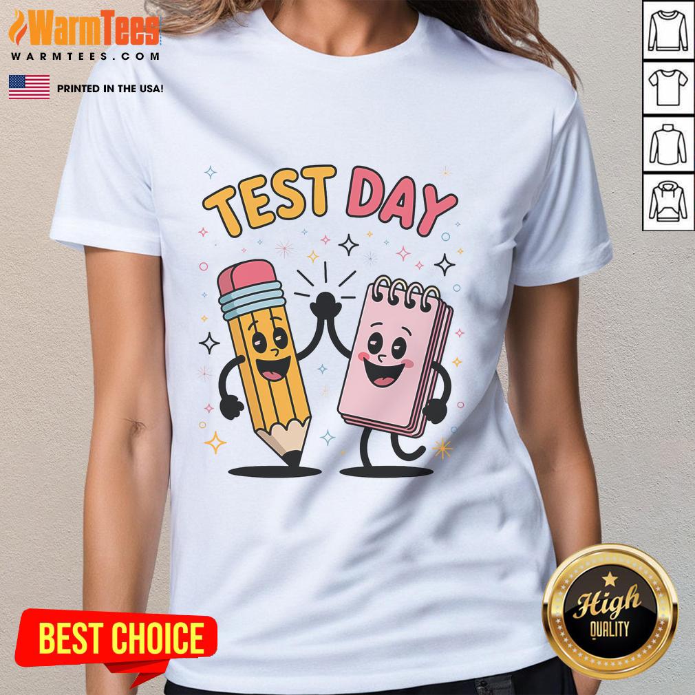 Cute Pencil And Notebook High Five Star T-Shirt - Image 3