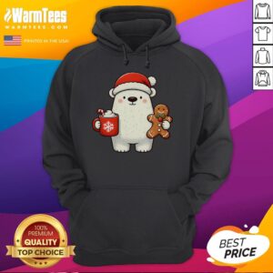 Alternative view of Cute Polar Bear Santa Hat Christmas Holiday Xmas Coffee Cookies T-Shirt