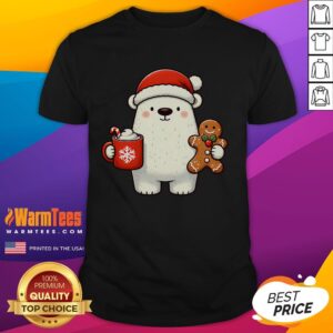 Cute Polar Bear Santa Hat Christmas Holiday Xmas Coffee Cookies T-Shirt