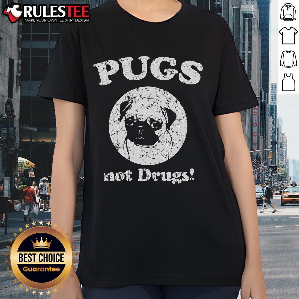 Cute Pugs Not Drugs Dog T-Shirt - Image 3