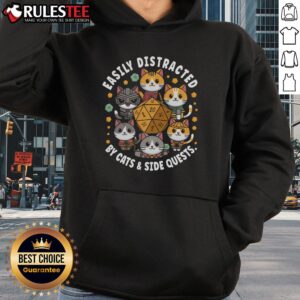 Alternative view of Cute RPG Gamer Cats Easily Distracted Side Quests Gaming Dice T-Shirt