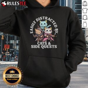 Alternative view of Cute RPG Gamer Cats Side Quest Distracted Nerdy Tabletop T-Shirt