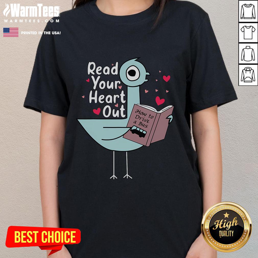 Cute Read Your Heart Out Pigeon Book Lover T-Shirt - Image 3