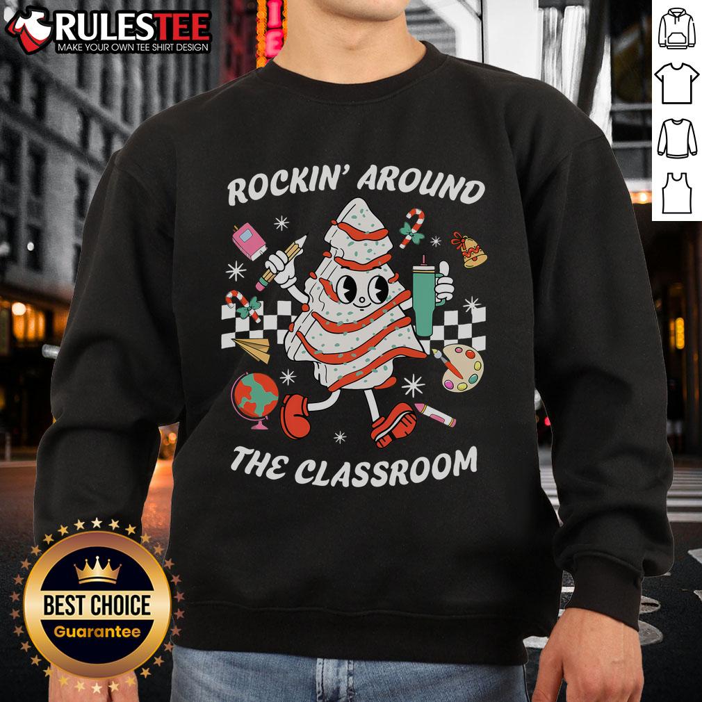 Cute Rockin Around The Classroom Teacher T-Shirt - Image 5