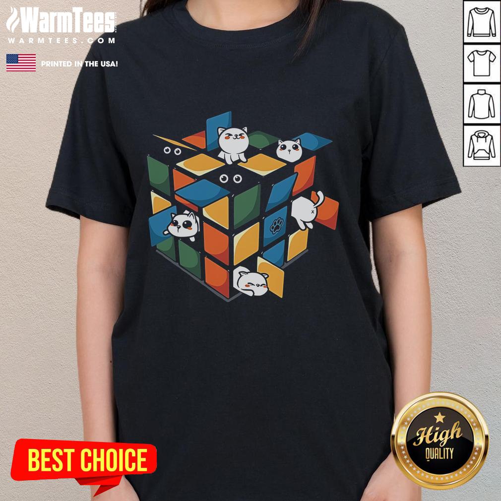 Cute Rubikittens Rubik's Cube Cat T-Shirt - Image 3