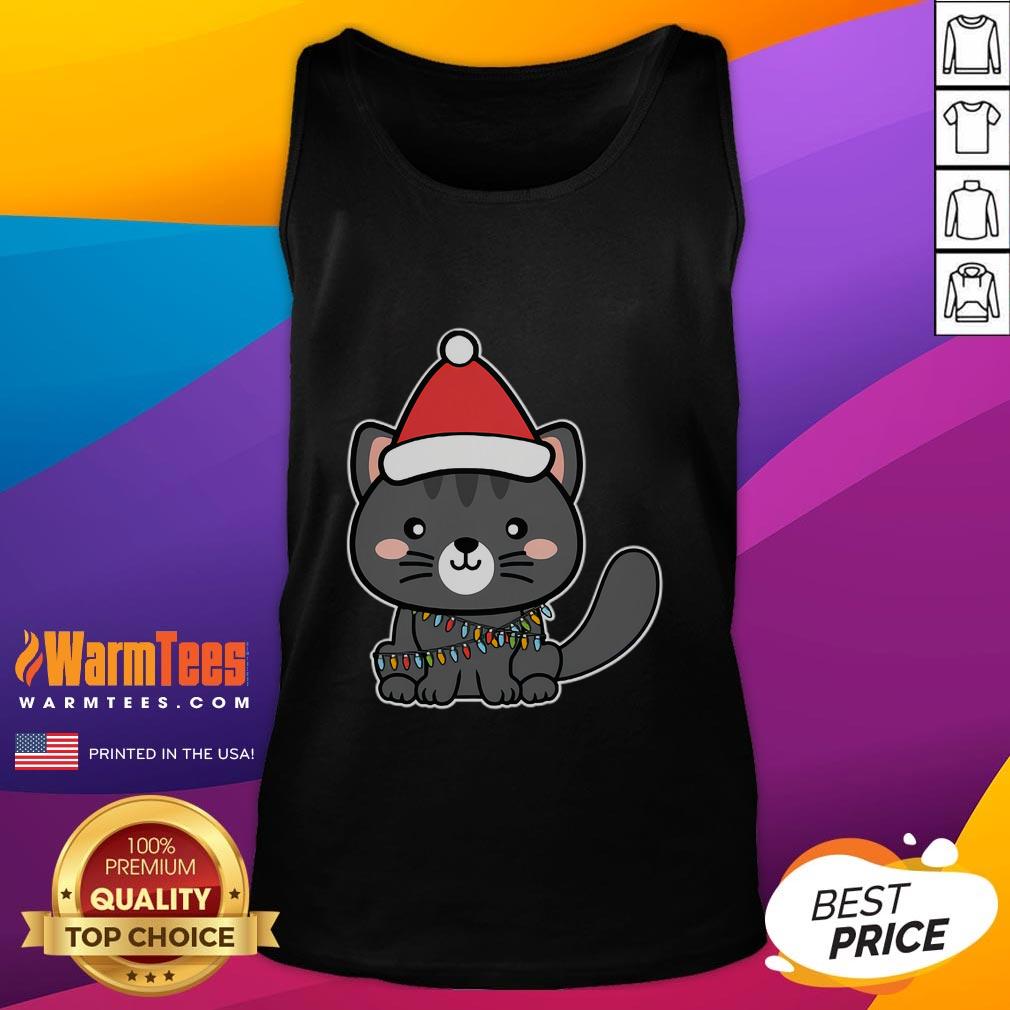 Cute Santa Cat Wearing Christmas Lights T-Shirt - Image 4
