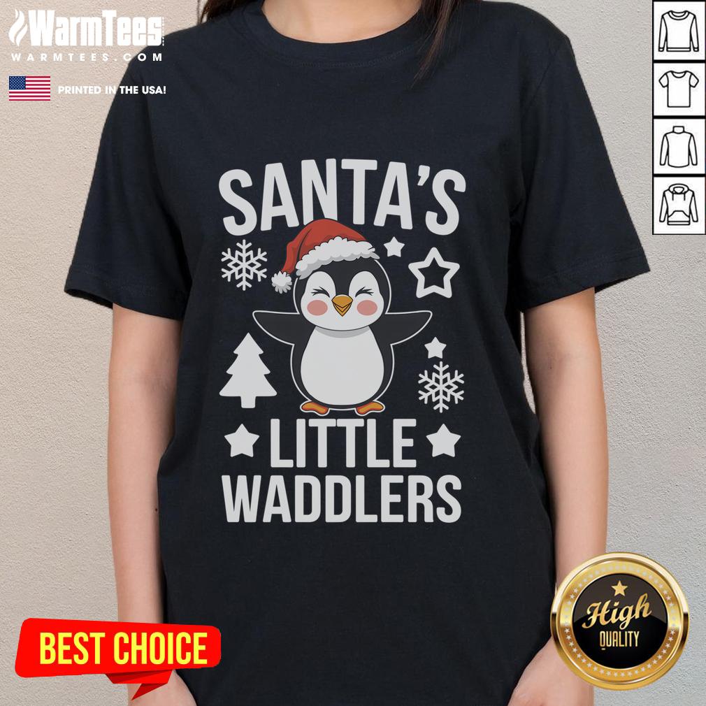 Cute Santa's Little Waddlers Penguin Christmas T-Shirt - Image 3