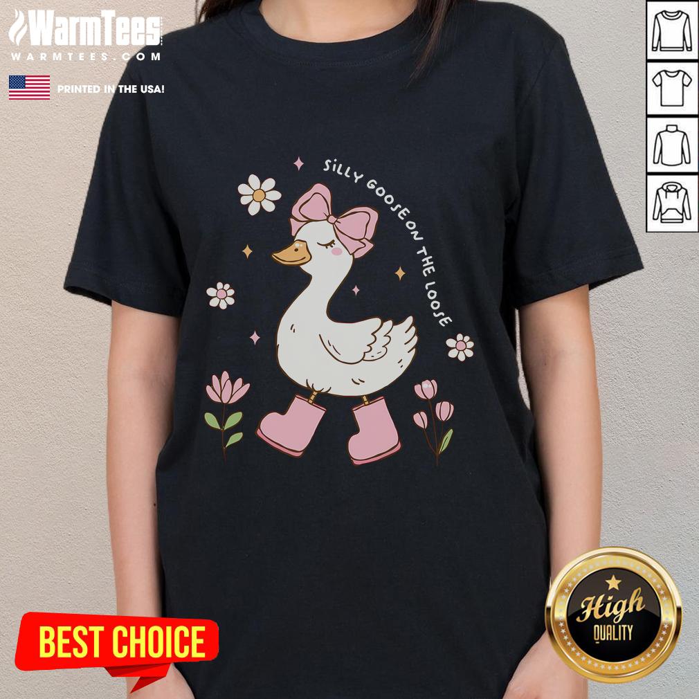 Cute Silly Goose On The Loose Goose Coquette Bow T-Shirt - Image 3