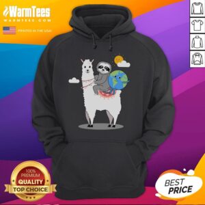 Alternative view of Cute Sloth Llama Earth-Day Planet T-Shirt