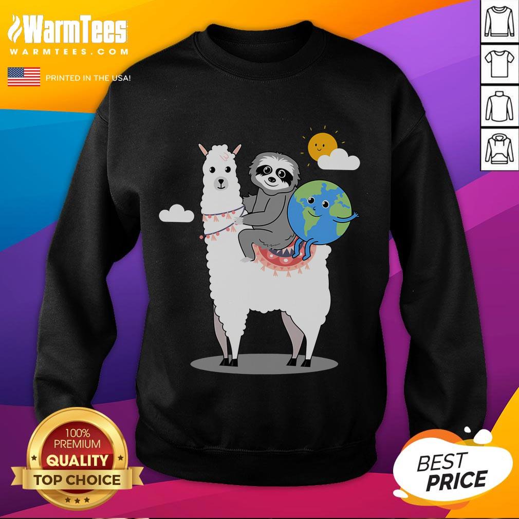 Cute Sloth Llama Earth-Day Planet T-Shirt - Image 5