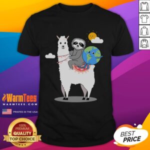 Cute Sloth Llama Earth-Day Planet T-Shirt