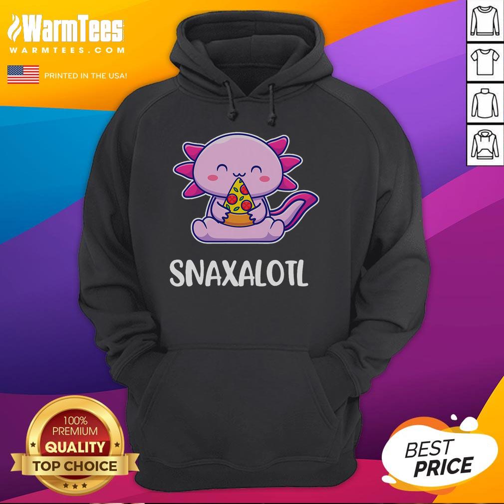 Cute Snaxalotl Axolotl Eating Pizza Snacks T-Shirt - Image 2