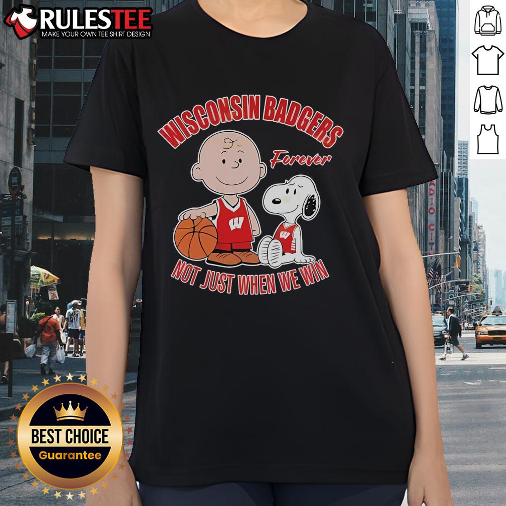 Cute Snoopy And Charlie Brown Washington Badgers X The Peanuts Forever Not Just When We Win T-Shirt - Image 3
