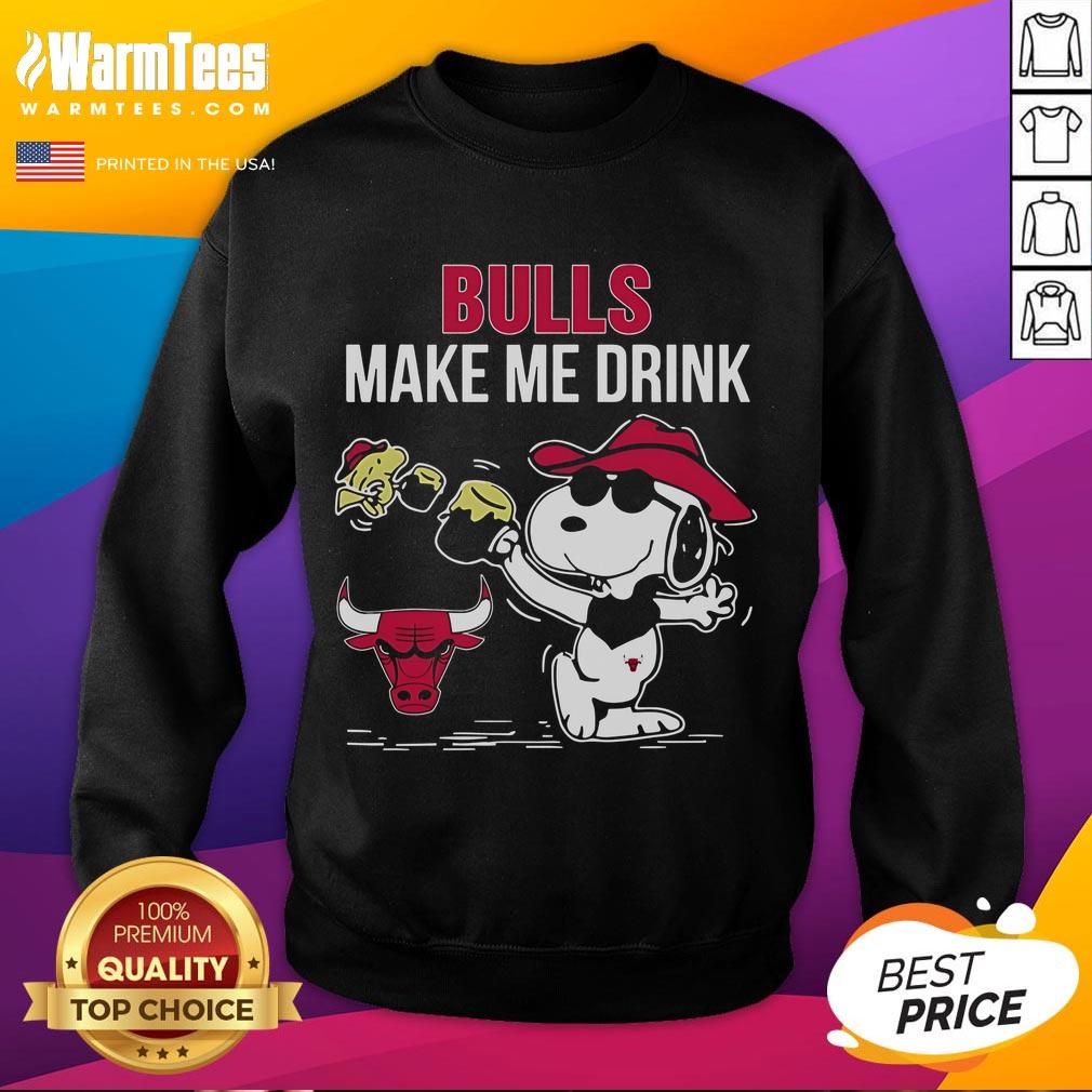 Cute Snoopy And Woodstock Chicago Bulls Make Me Drink T-Shirt - Image 5