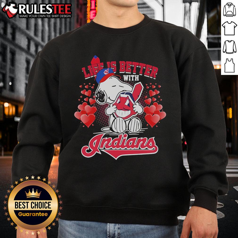Cute Snoopy Cleveland Guardians Life Is Better With Indians Heart T-Shirt - Image 5