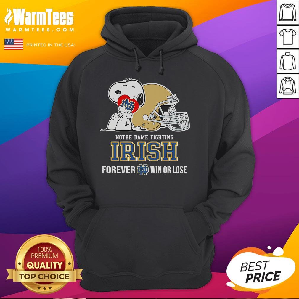 Cute Snoopy Hug Heart Notre Dame Fighting Irish Forever Win Or Lose T-Shirt - Image 2