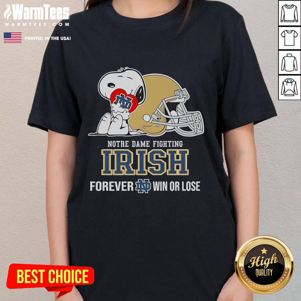 Cute Snoopy Hug Heart Notre Dame Fighting Irish Forever Win Or Lose T-Shirt - Image 3