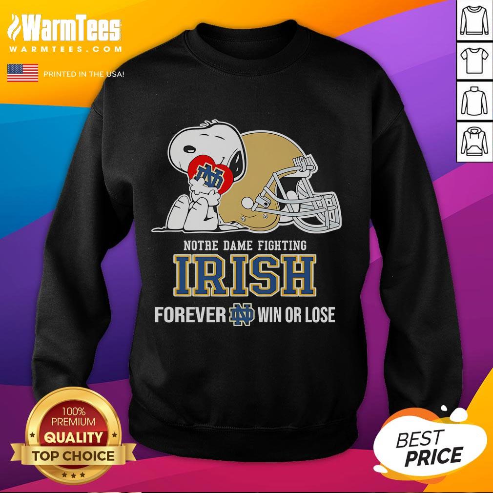 Cute Snoopy Hug Heart Notre Dame Fighting Irish Forever Win Or Lose T-Shirt - Image 5