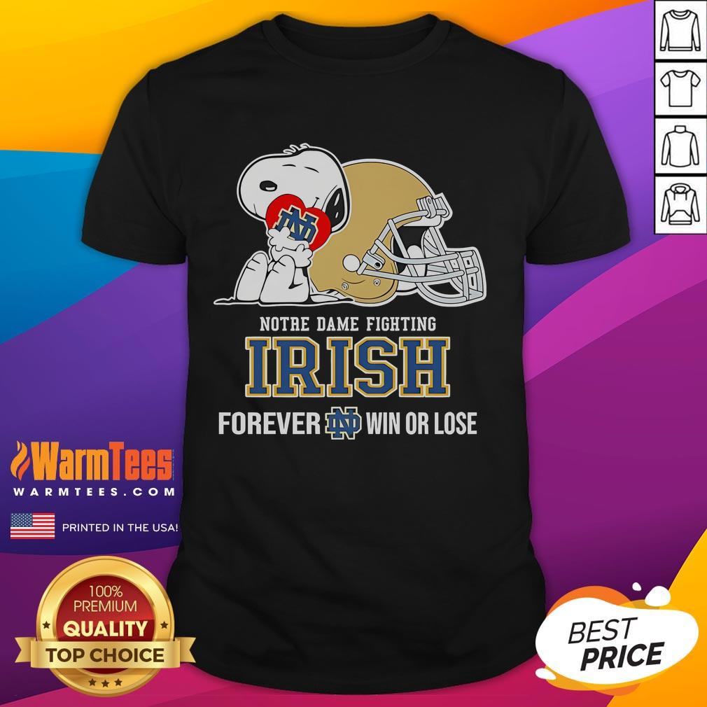 Cute Snoopy Hug Heart Notre Dame Fighting Irish Forever Win Or Lose T-Shirt