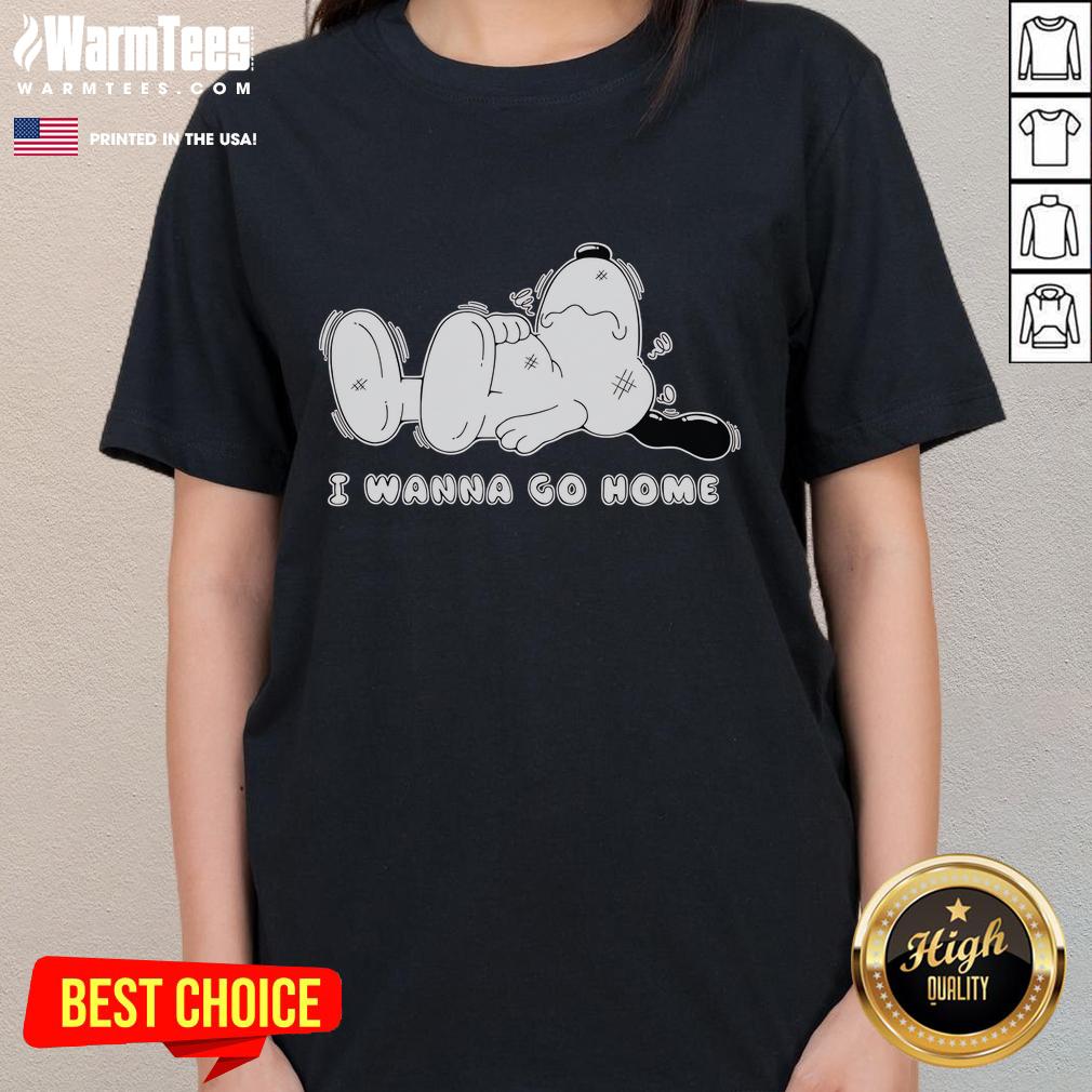 Cute Snoopy I Wanna Go Home T-Shirt - Image 3