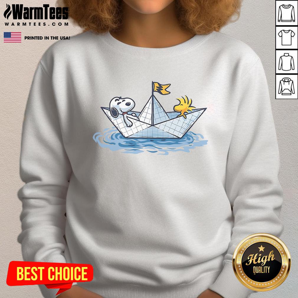 Cute Snoopy Paper Boat Journey T-Shirt - Image 5